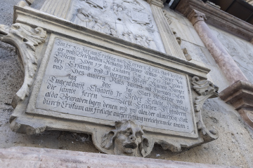 Gothic inscriptions on the facade of the Cathedral of St. Stephen in Vienna