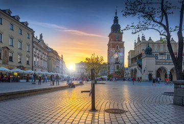 Sunset at the Market Square in Krakow