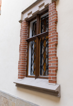 Window with bars in a historic building