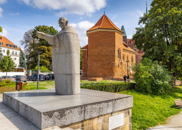 Church of St. Martin in Wrocław and the statue of John XXIII