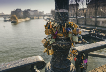 Padlocks on the Pont des Arts in Paris.