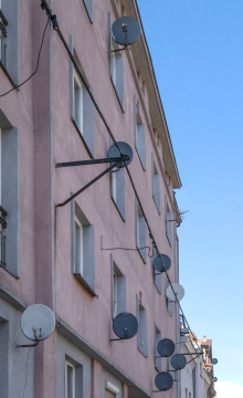 Residential Building with Satellite Antennas