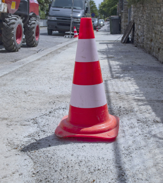 Parking cone on the Renovated Sidewalk