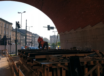 Construction works under the viaduct