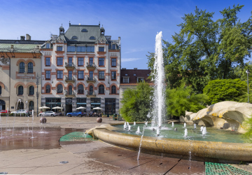 Fountain at Szczepański Square in Krakow