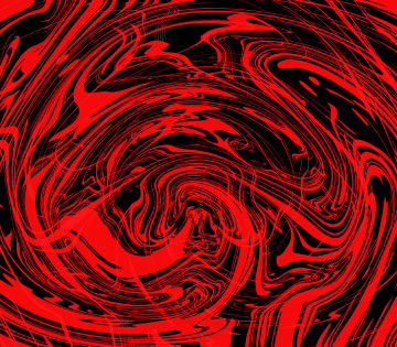 Red twisted shapes on a black background.