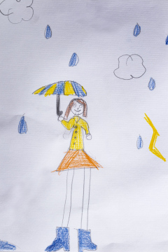 Children's Drawing - Rain and Umbrella