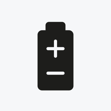 Battery free icon, plus and minus sign