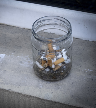 Jar of Cigarette Butts, Smoking Cigarettes