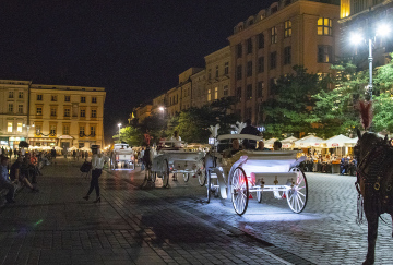 Horses And Carriages On The Market Square In Krakow