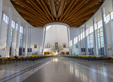 The interior of the Sanctuary of Divine Mercy Kraków Łagiewniki
