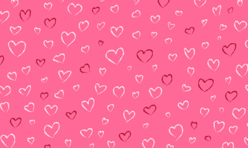 Drawn hearts, pink background, vector