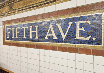 Fith Ave, Mosaic sign in a New York City subway station