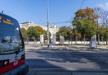 Tram at Operning and Burgring in Vienna