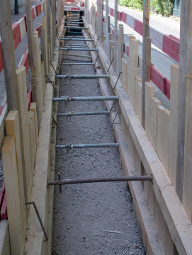 Timber excavation in the road