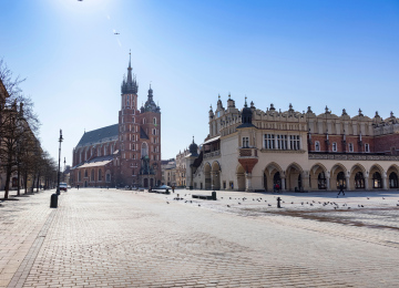 Main Market Square and St. Mary's Church in Krakow