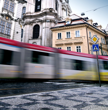 Speeding Tram In Prague