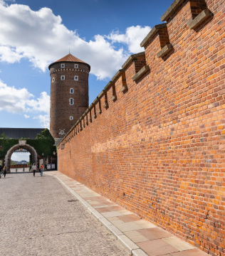 Bernardyńska Gate at Wawel and a view of the Sandomierz Tower
