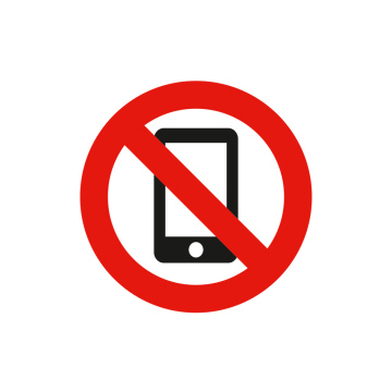 Telephone use prohibited, telephone icon