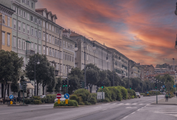 Buildings and street in the city