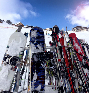 Skiing Equipment On The Slope