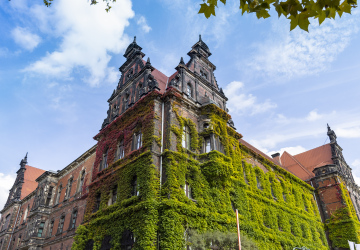 National Museum in Wrocław, a building overgrown with a vine