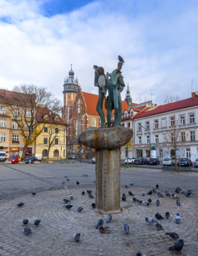 Wolnica Square in Krakow, fountain