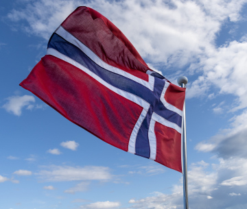 Norway flag against the sky