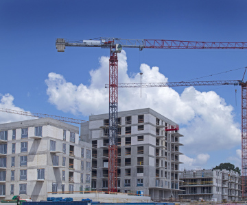 Cranes at construction site