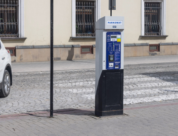 Parking meter in the paid parking zone