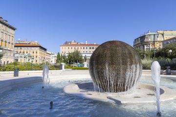 Rijeka, the spherical fountain in the town square