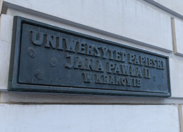 The Pontifical University of John Paul II in Krakow John Paul II in Krakow plaque at the entrance