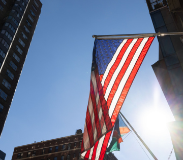 USA flag on a building