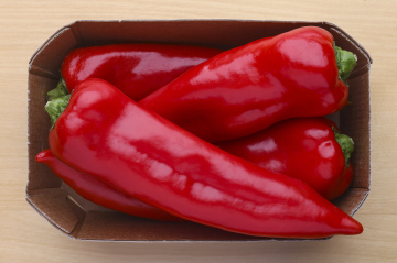 Red pepper packed in a box