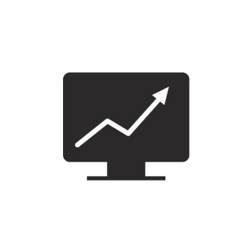 Computer monitor, graph, growth free icon