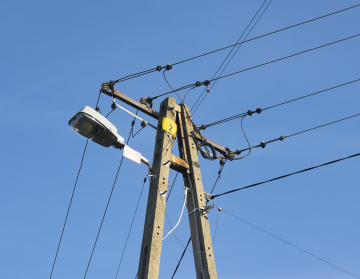 Energy Pole With Cables And Lamp