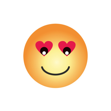 Emoji. Smiling face with hearts in the eyes. Vector.