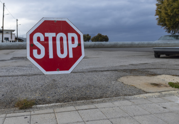 Stp sign on the barrier