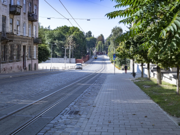 Street and sidewalk in the city