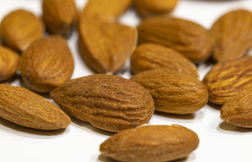 Almonds on White Background