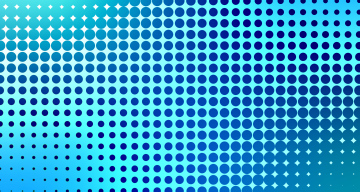 Blue background. Rastered dots.