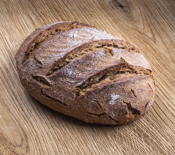 Baked bread on a wooden counter