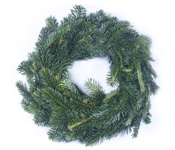 Round Christmas wreath made of fir twigs