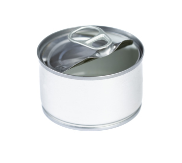 Open metal can stock photo