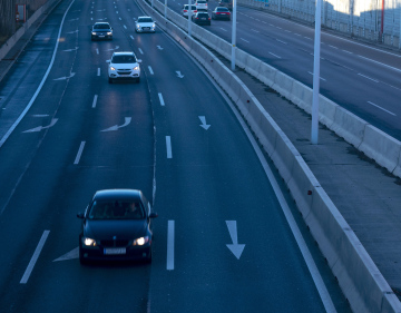 Passenger cars on the Motorway