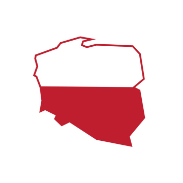 Poland red and white, vector map, free download