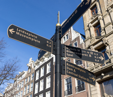 Amsterdam, tourist attractions in the city, signpost