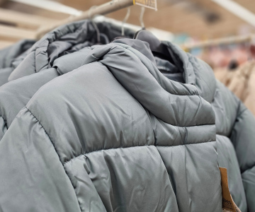 Winter jackets in a clothing store