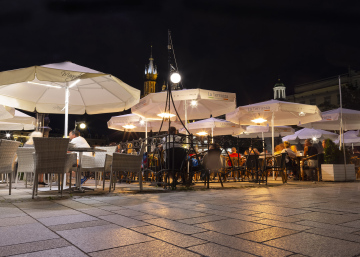 Cafes and Restaurants at Night, Krakow Main Market Square