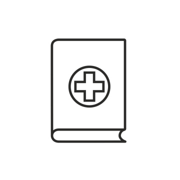 Medical booklet, first aid, icon, vector